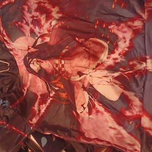 Oversized anime pink and black hoodie